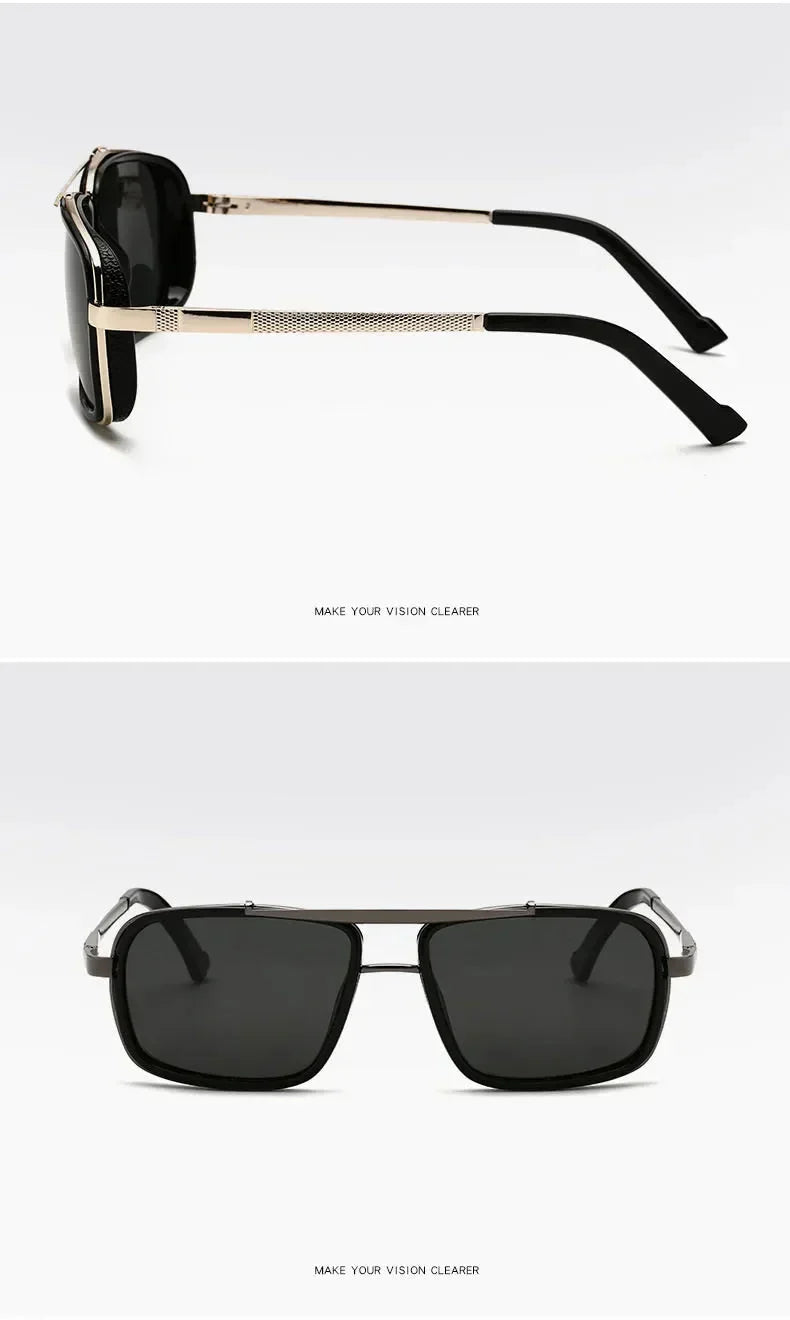 Polarized Punk Sunglasses Men Vintage Fashion Steampunk Square Sun Glasses Male Driving Googles Summer Travelling Shades UV400