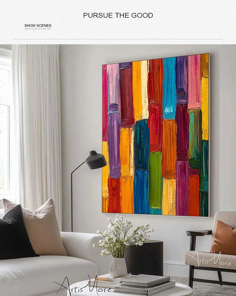 Texture Handmade Painting on Canvas Abstract Colorful Modern Minimalism Wall Art Decor Large