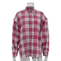 Pink Plaid Shirt for Women in Europe and America New Versatile Loose Shirt for Women Removable Long-sleeved Lapel Top