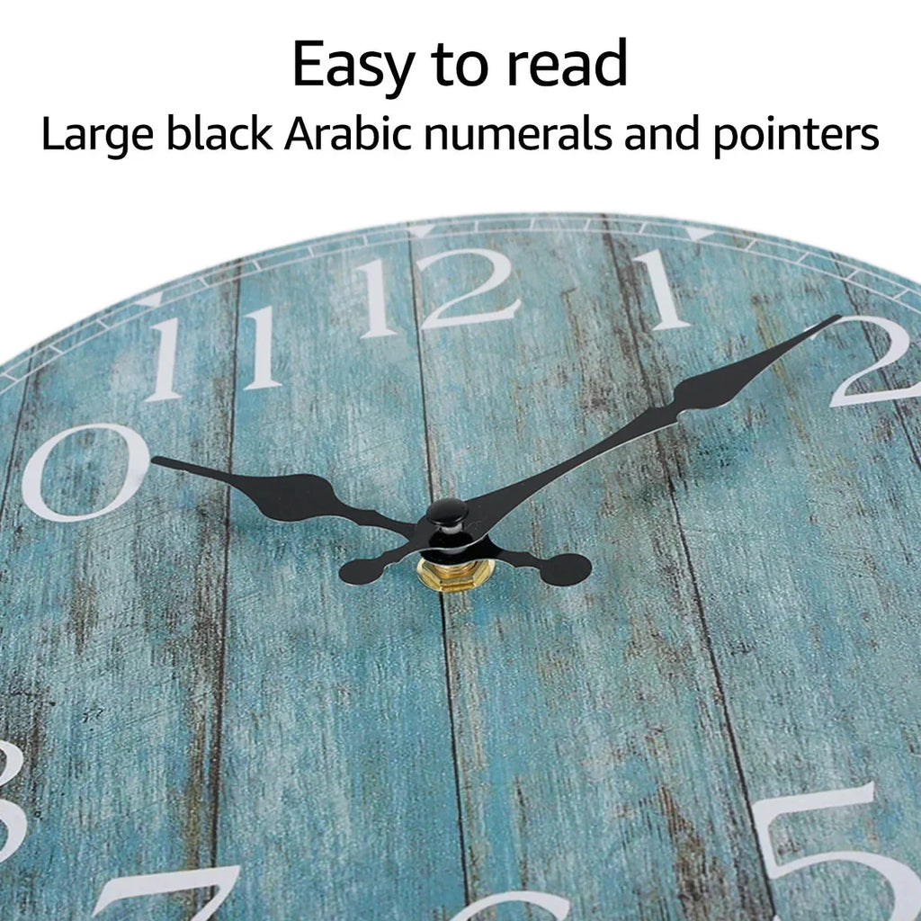 Wall Clock Kit Wooden Hanging Clock 10inch Silent Non-Ticking Clock Decor Retro Round Battery Operated Hanging Clock For Home