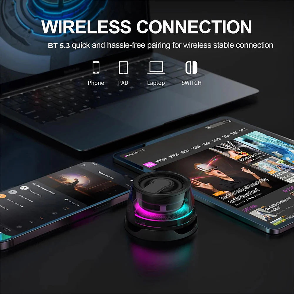 Magnetic Portable Bluetooth Speaker Mini Sound Box HiFi Stereo Soundbar Wireless Loudspeaker with LED Color Light Phone Holder