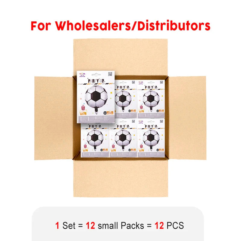 12 Pieces-18'' Decorative Soccer Pattern Foil Balloons 1pc/Pack 12 Packs for Party Decorations