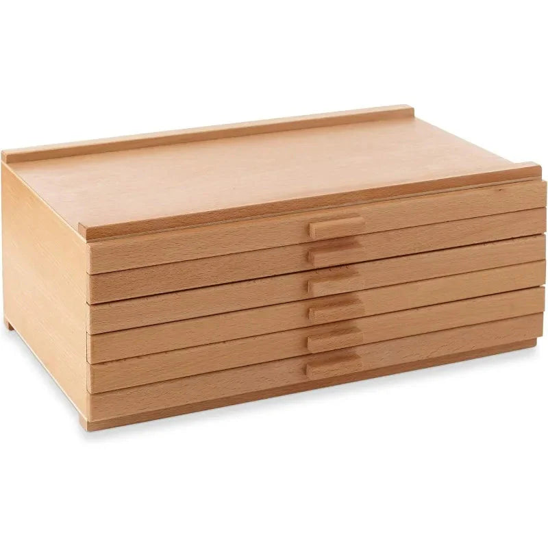 6 Drawer Wooden Artist Storage Supply Box for Pastels, Pencils, Pens, Markers, Brushes and Tools