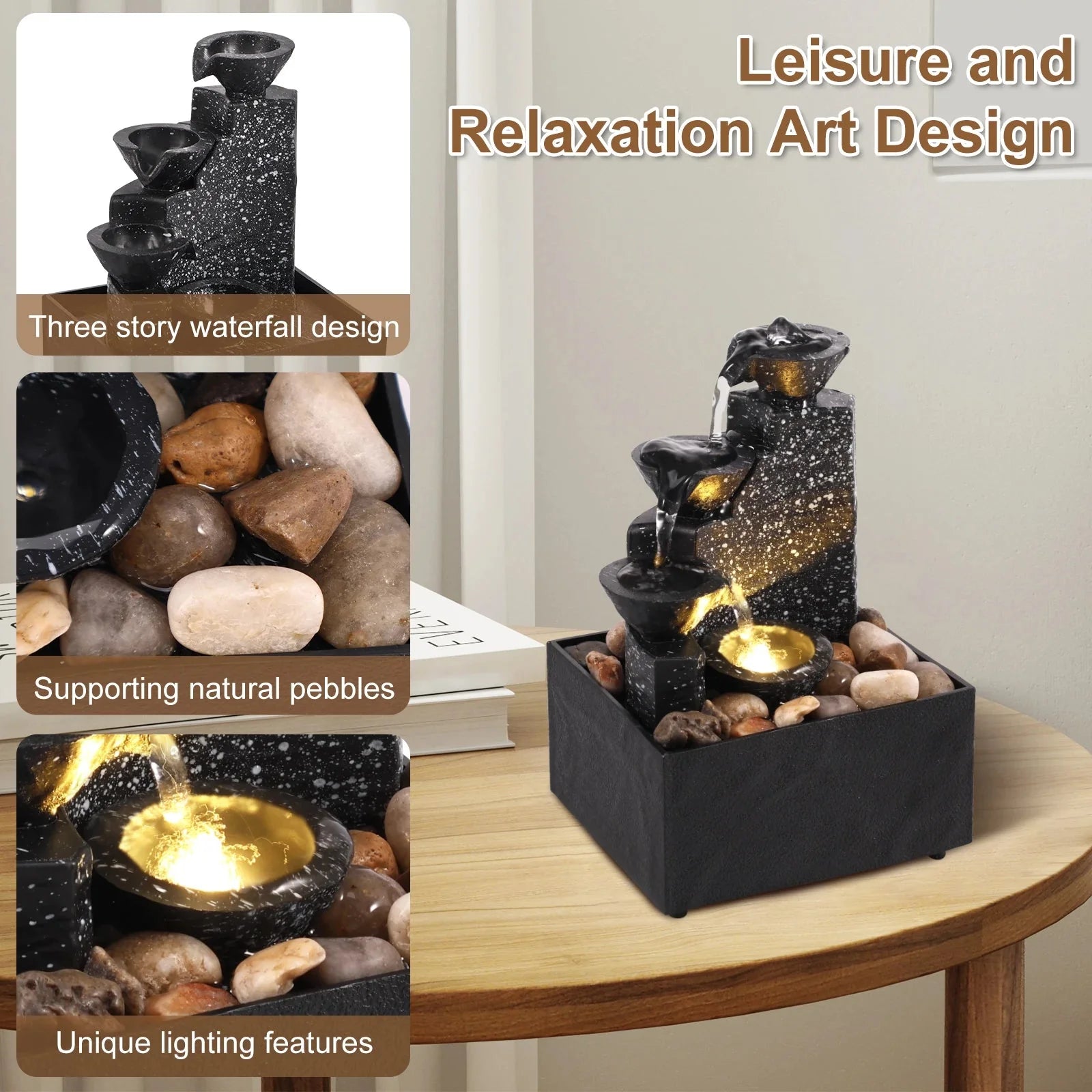 New Desktop Waterfall Decoration Creative Flowing Water Ornaments Small Living Room Office Ornaments Tabletop Fountain Ornaments