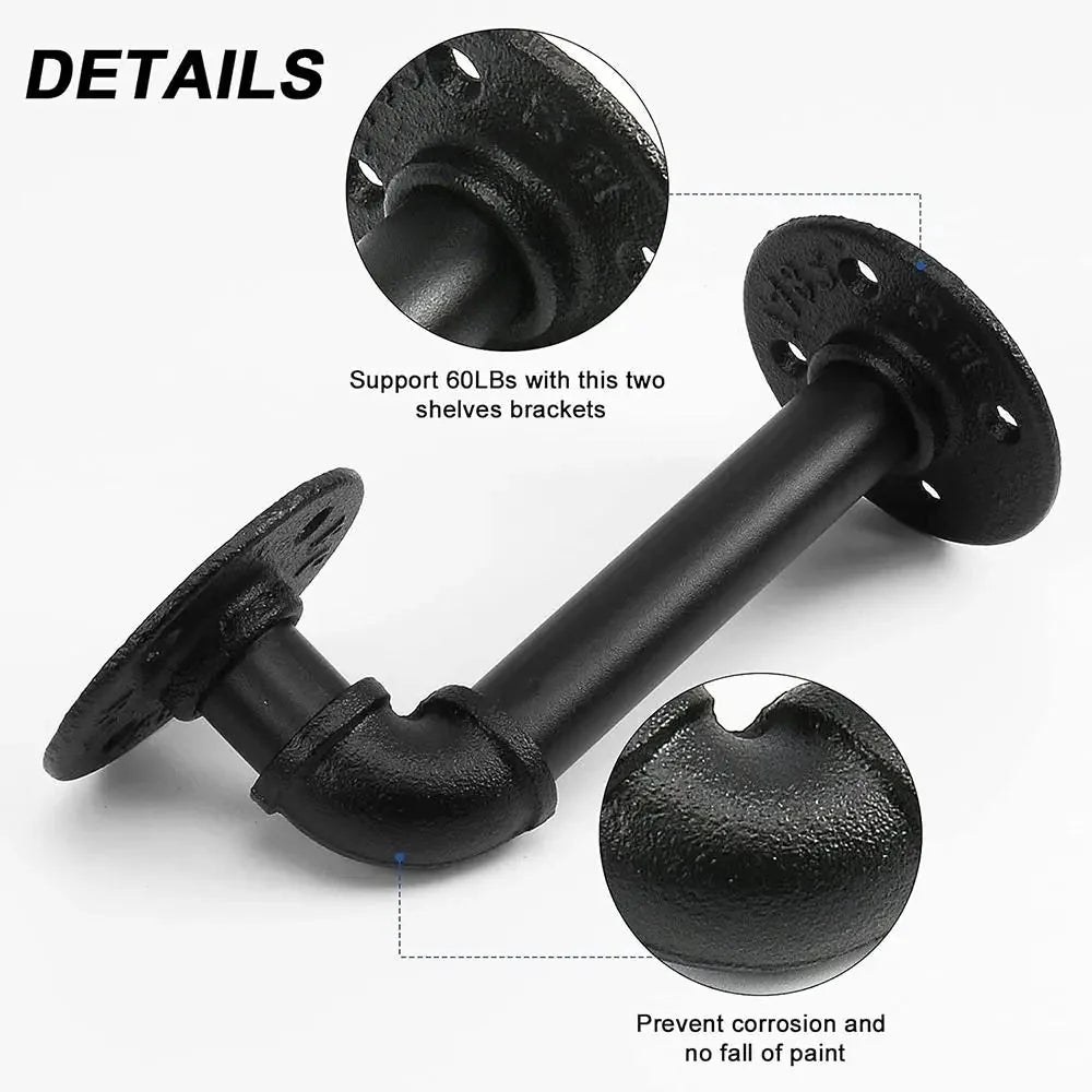 Replacement Heavy Duty Floating Shelf Brackets Black Coated Metal Cast Iron Shelves Brackets Wall Mount Wall Shelf Support
