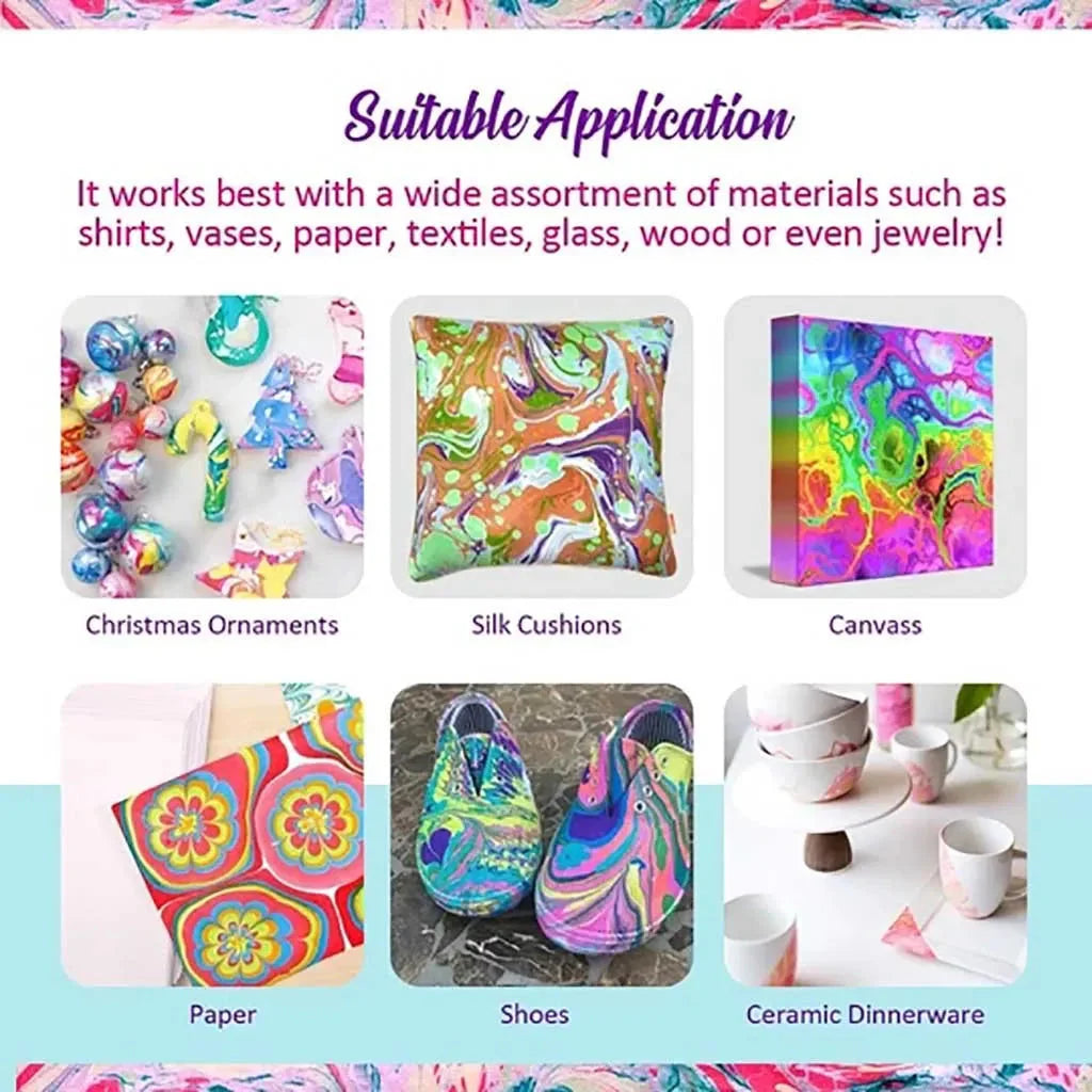 6ml Water Marbling Paint Kit Water Art Paint Set With Sketch Paper Arts Crafts For Girl Boy Creative Activities 6 Color