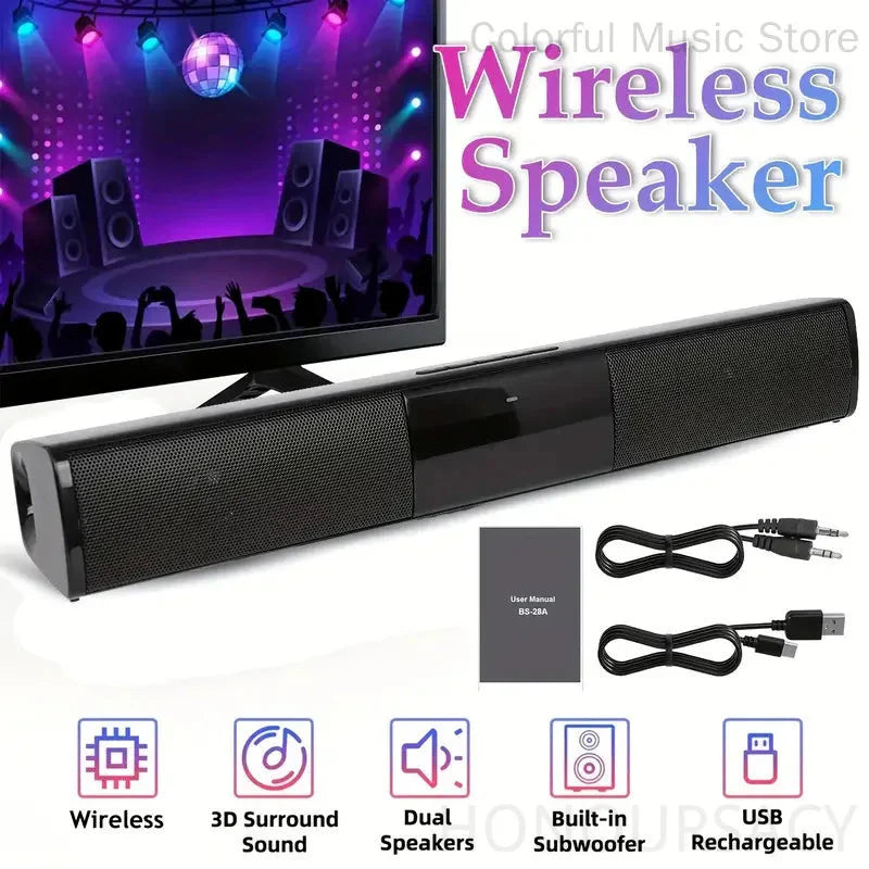 BS-28B High Quality Bluetooth Speaker High Power Wallmounted Wireless 40w Sound Bar Stereo Home Theater TV Strong Bass Sound Bar