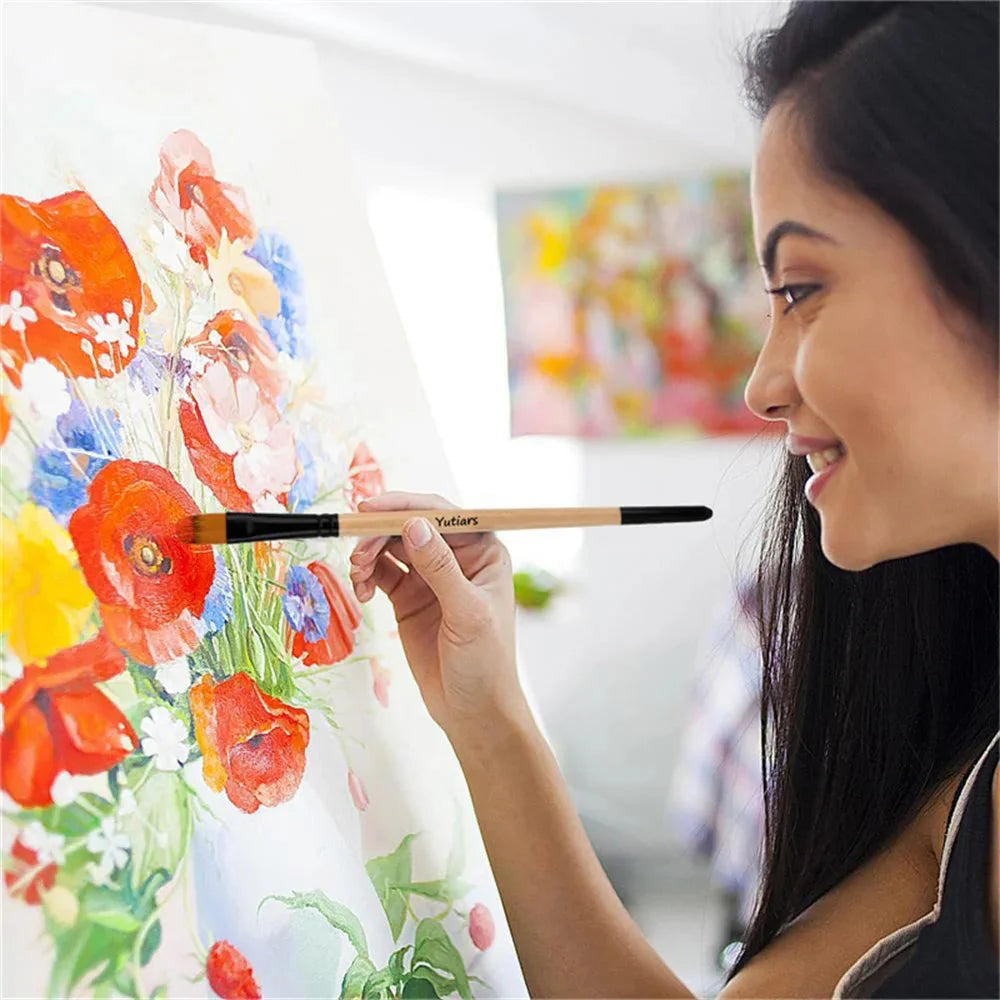 32-Piece Deluxe Multi-Purpose Art Paintbrush Set, Professional Fine Artist Wood Handle Brushes for Acrylic, Oil, Watercolor Pain