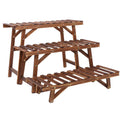3 Tier Wood Ladder Shelf Corner Plant Stand Indoor Outdoor Flower Pot Rack