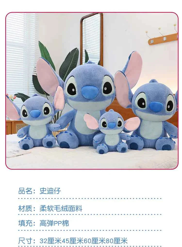 Disney Cute Blue Stitch Stuffed Plush Toy Cartoon Anime Stitch Kawaii Sleeping Pillow Plush Doll Giving Girls Birthday Gifts