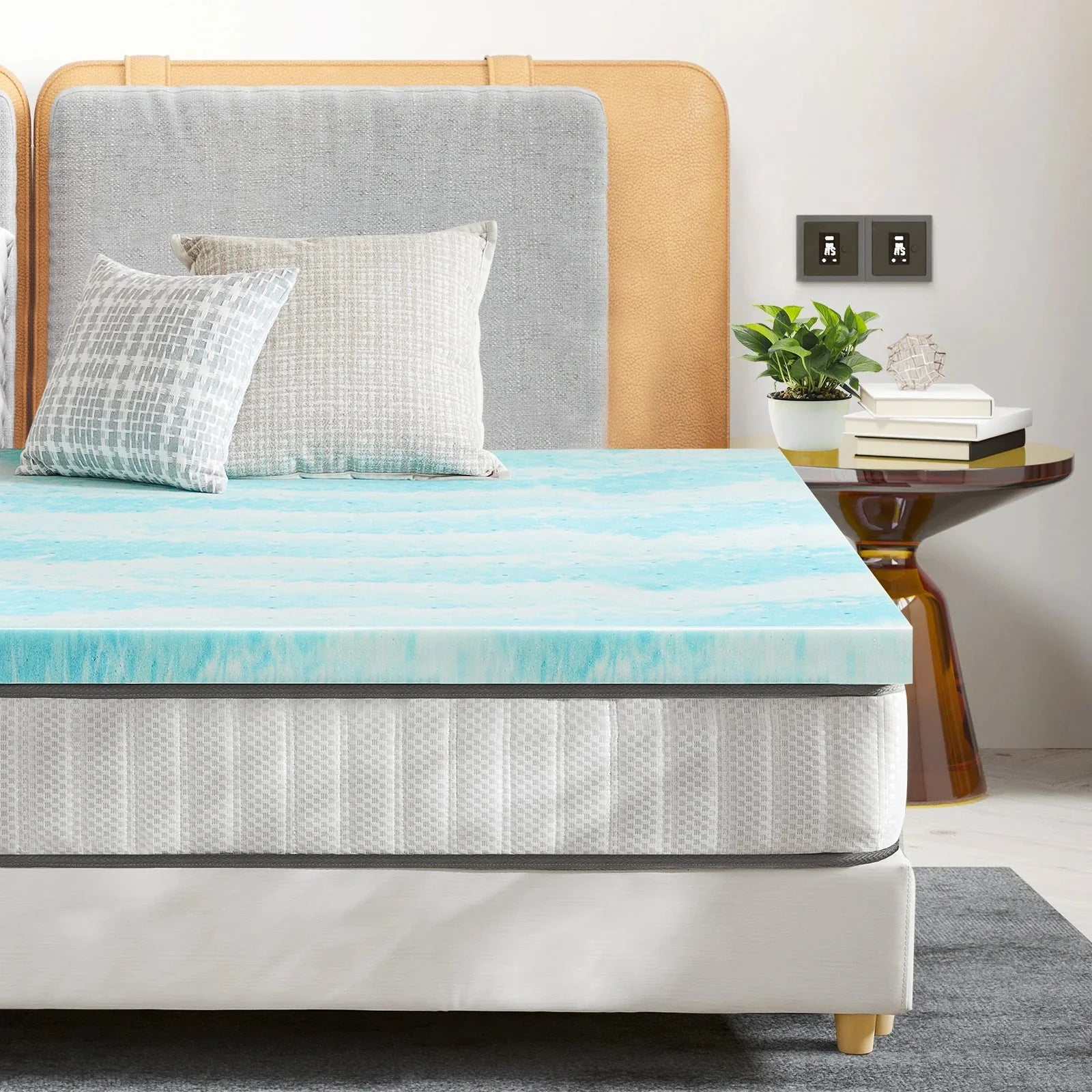 JHK 2 Inch Gel Memory Foam Mattress Topper Full Size Cooling Mattress Soft and Breathable Bed Topper School Bedroom Furniture