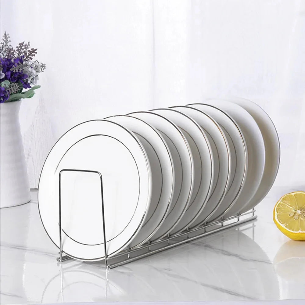 Stainless Steel Dish Draining Rack Multipurpose Silver Plates Storage Rack Space Saving Bowls Plates Drainer Holder Kitchen