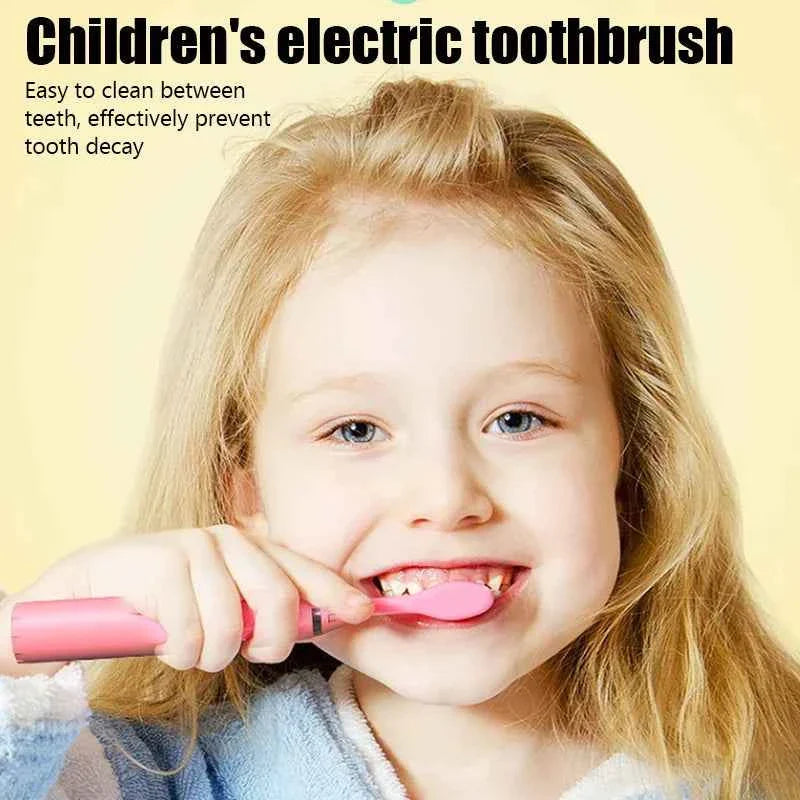 Sonic Children Electric Toothbrush Bright Cartoon With Replacement Heads Ultrasonic Rechargeable Soft Hair Brush Oral Cleaning