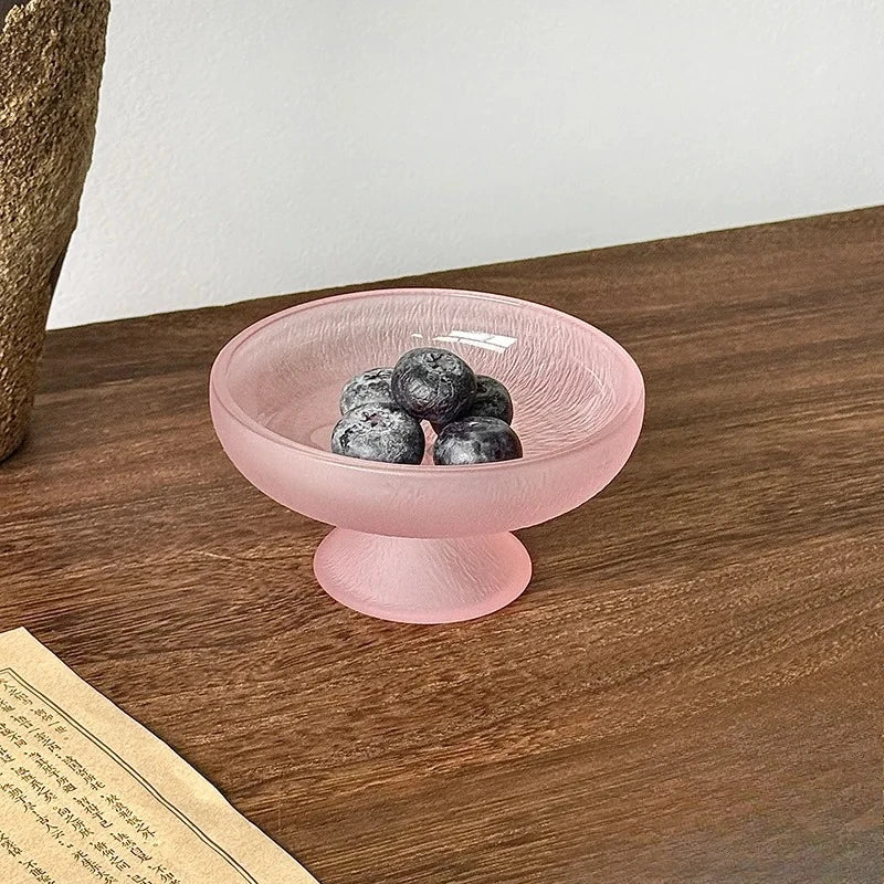 High-looking Fruit Plate, Small Exquisite Glacier Glass High-foot Plate, Candy Snack Plate, Fruit Plate