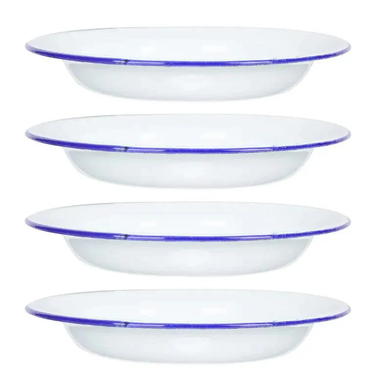 4 Pcs Serving Enamel Dish Set White Platters Enamelware Dishes Vegetarian Diet Dinner Plates