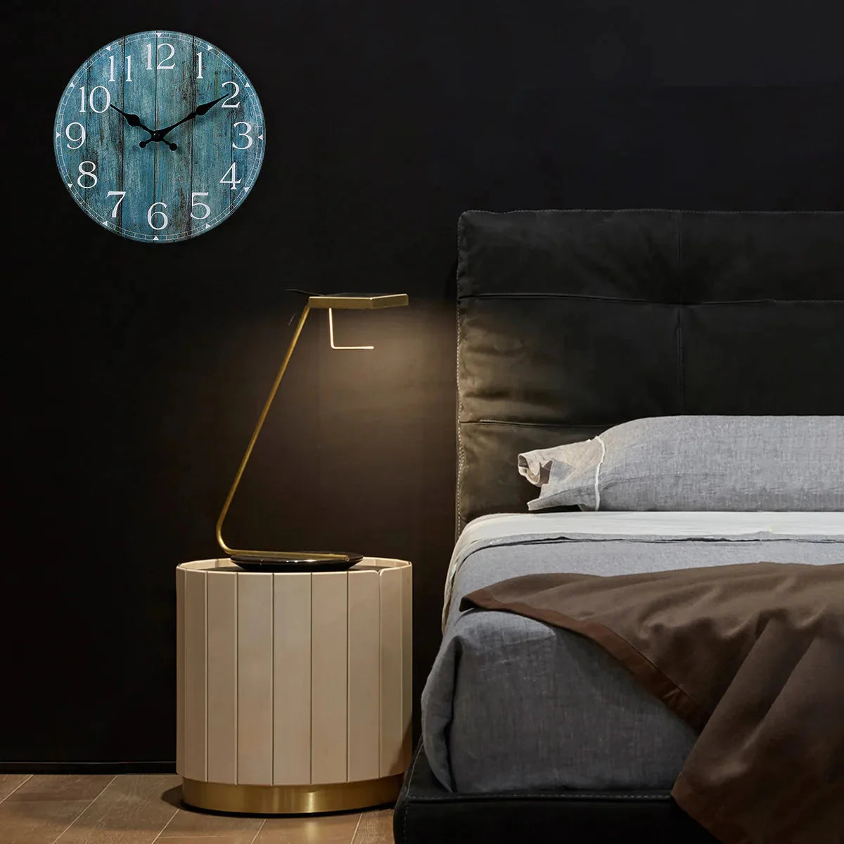 Wall Clock Kit Wooden Hanging Clock 10inch Silent Non-Ticking Clock Decor Retro Round Battery Operated Hanging Clock For Home