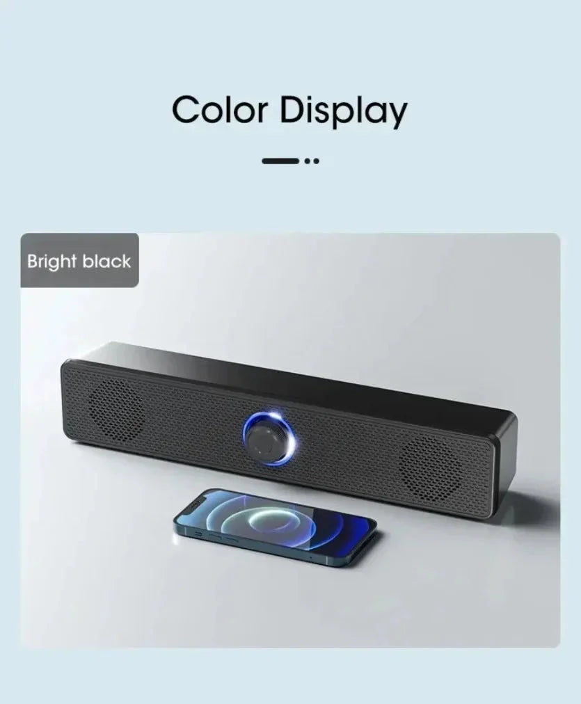 XIKCU Wireless Bluetooth and PC Soundbar Wired Speaker USB Powered Soundbar for TV Pc Laptop Home Theater Surround Audio System