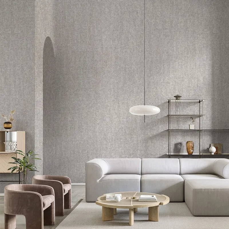 Modern Nordic Linen Textured Wallpaper – Eco-Friendly Non-Woven Solid Color Wall Covering