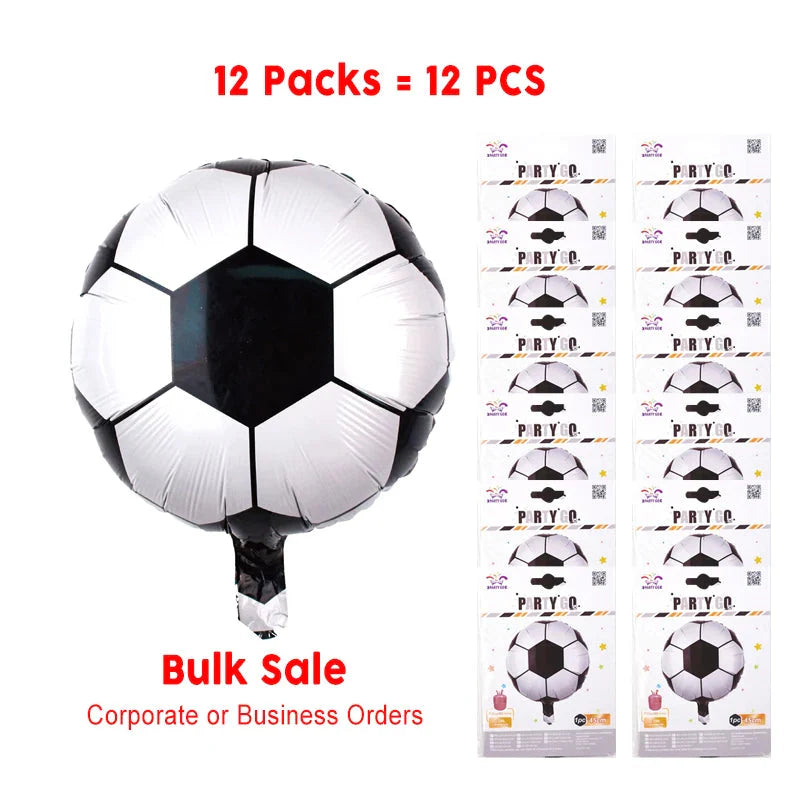 12 Pieces-18'' Decorative Soccer Pattern Foil Balloons 1pc/Pack 12 Packs for Party Decorations