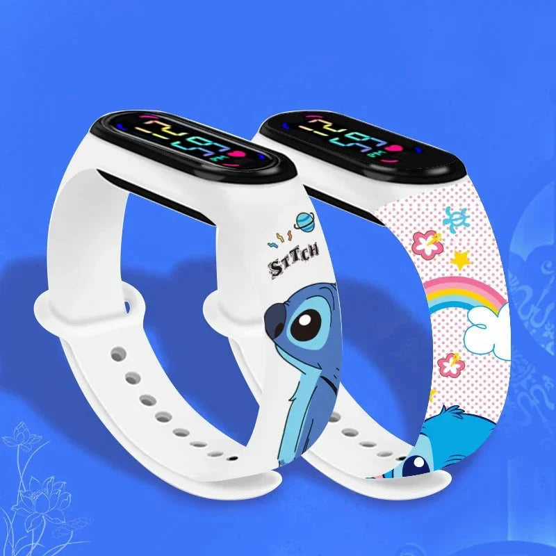 Disney Stitch Digital Kids' Watches Anime Figures LED Luminous Watch Touch Waterproof Electronic Sports Watch Kids Birthday Gift