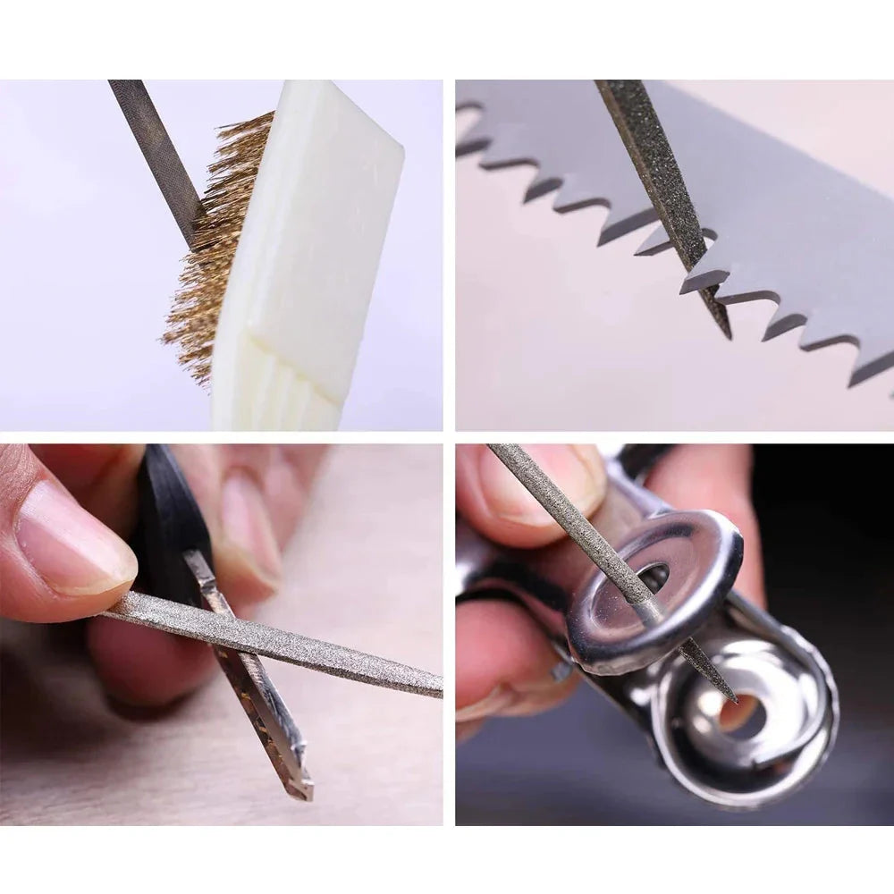 Diamond Mini Needle File Set for Carpentry Jewelry Stone Glass Metal Ceramic Polish Carving DIY Craft Woodworking Hand Tools
