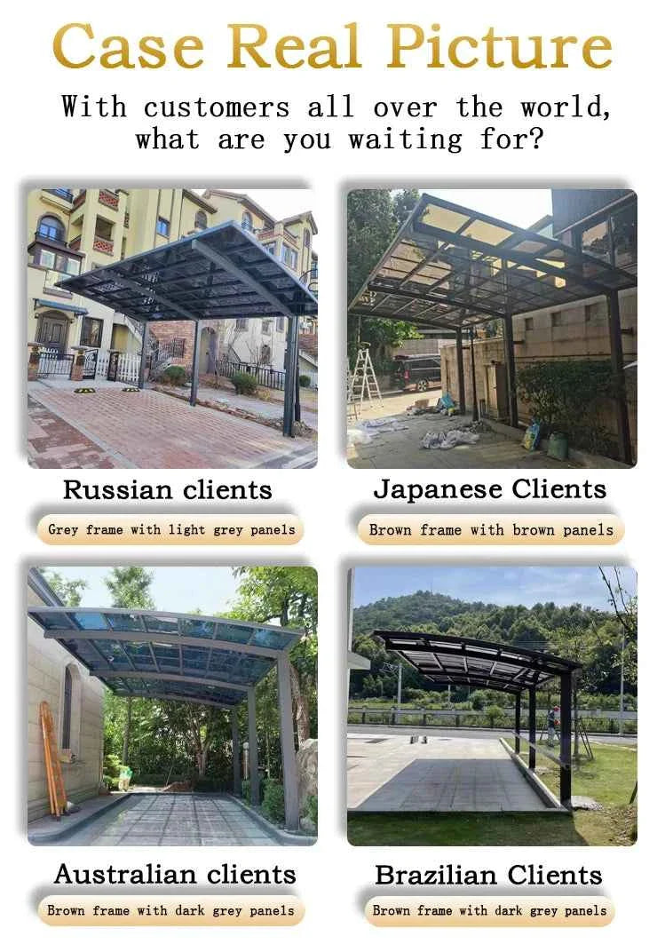 Home Villa Gazebos Garden Outdoor Canopy Tent Modern Custom Parking Shed Sunshade Awning Patio Pergola Aluminum Alloy Carport