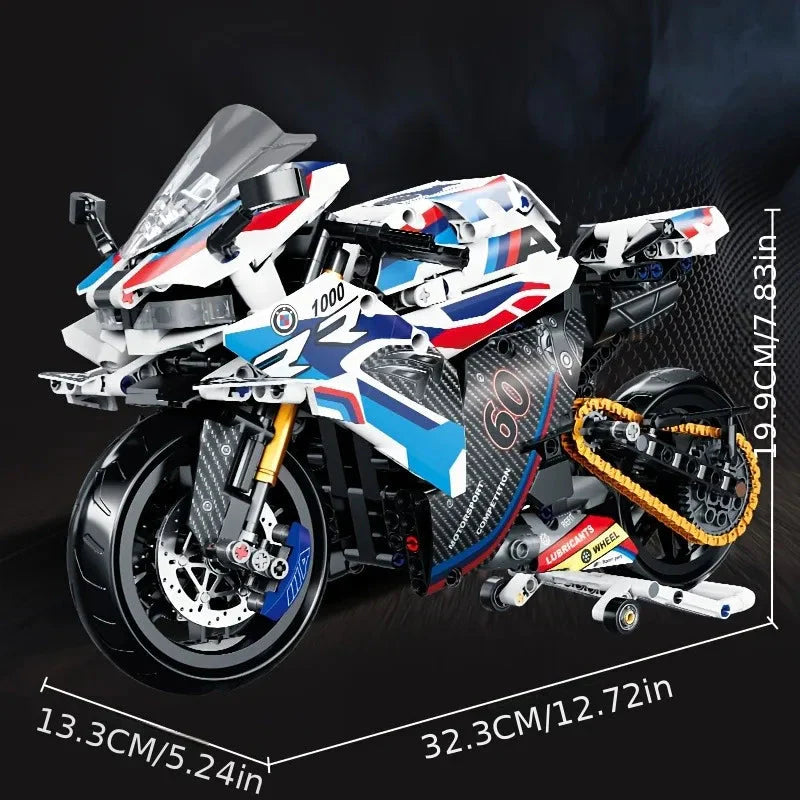 1:8 Motorcycle Building Blocks Set Super Motorbike Model Kit Technical Racing Kids Assembled Toys Gifts For Boys And Girls
