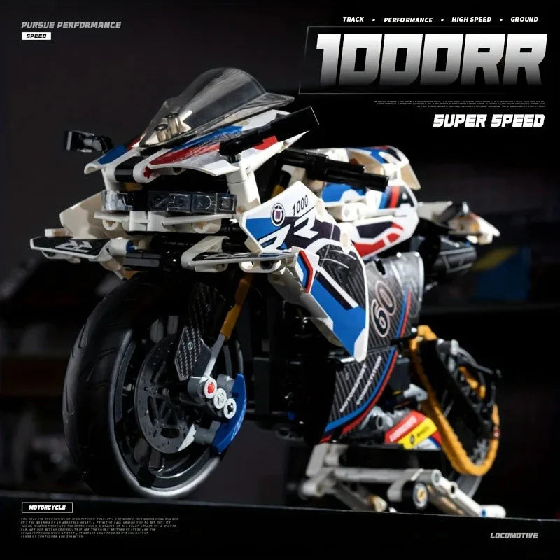 1:8 Motorcycle Building Blocks Set Super Motorbike Model Kit Technical Racing Kids Assembled Toys Gifts For Boys And Girls