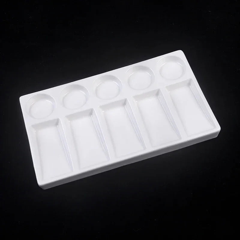 Artsecret 1 pc Simple White Ceramic Multi-Compartment Palette Pigment Mixing Palette Art Supplies Multiple Variants Available