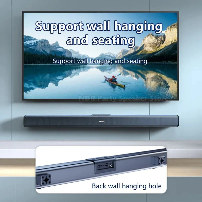 9D Stereo Sound Bar For TV Cinema Echo Wall Bluetooth Speakers COAX AUX U Disk Home Audio Subwoofer 8 Horns 40W High Power