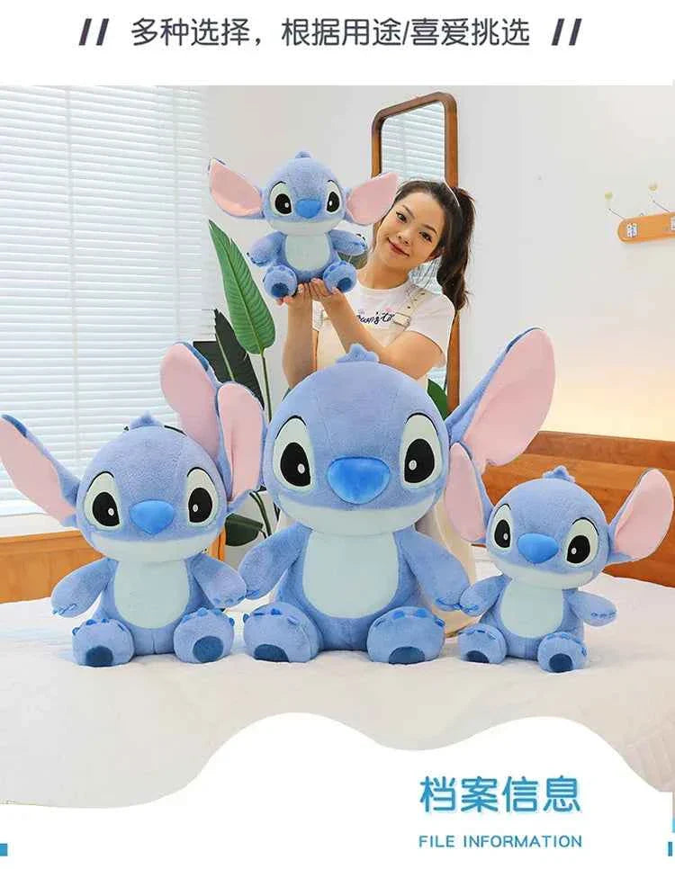 Disney Cute Blue Stitch Stuffed Plush Toy Cartoon Anime Stitch Kawaii Sleeping Pillow Plush Doll Giving Girls Birthday Gifts