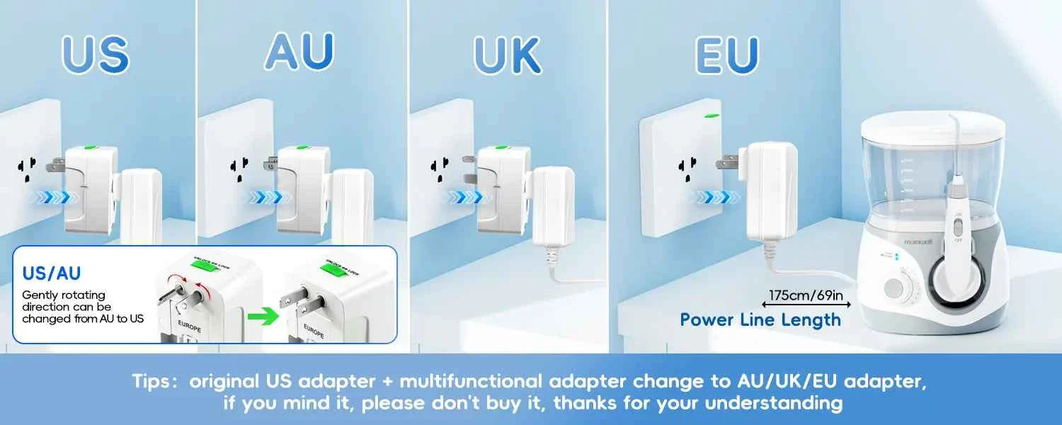 Home Water Flosser, 600 ml Large Capacity,10 Adjustable Pressures,6 Home Nozzles Professional Oral Irrigator for Teeth Clean
