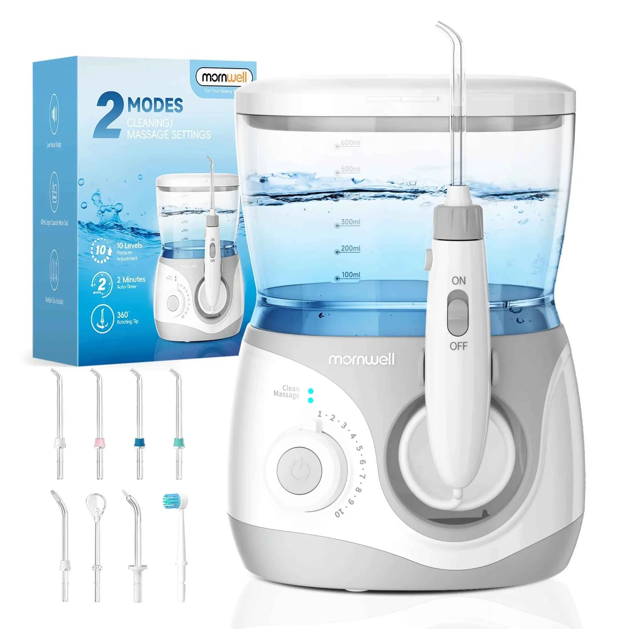Home Water Flosser, 10 Adjustable Pressures,600 ml Large Capacity,6 Home Nozzles Professional Oral Irrigator for Teeth Clean
