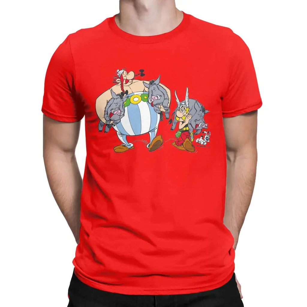 Men T-Shirts Asteriks And Obeliks With Bor Cool 100% Cotton Tees Short Sleeve T Shirt Round Neck Tops Classic