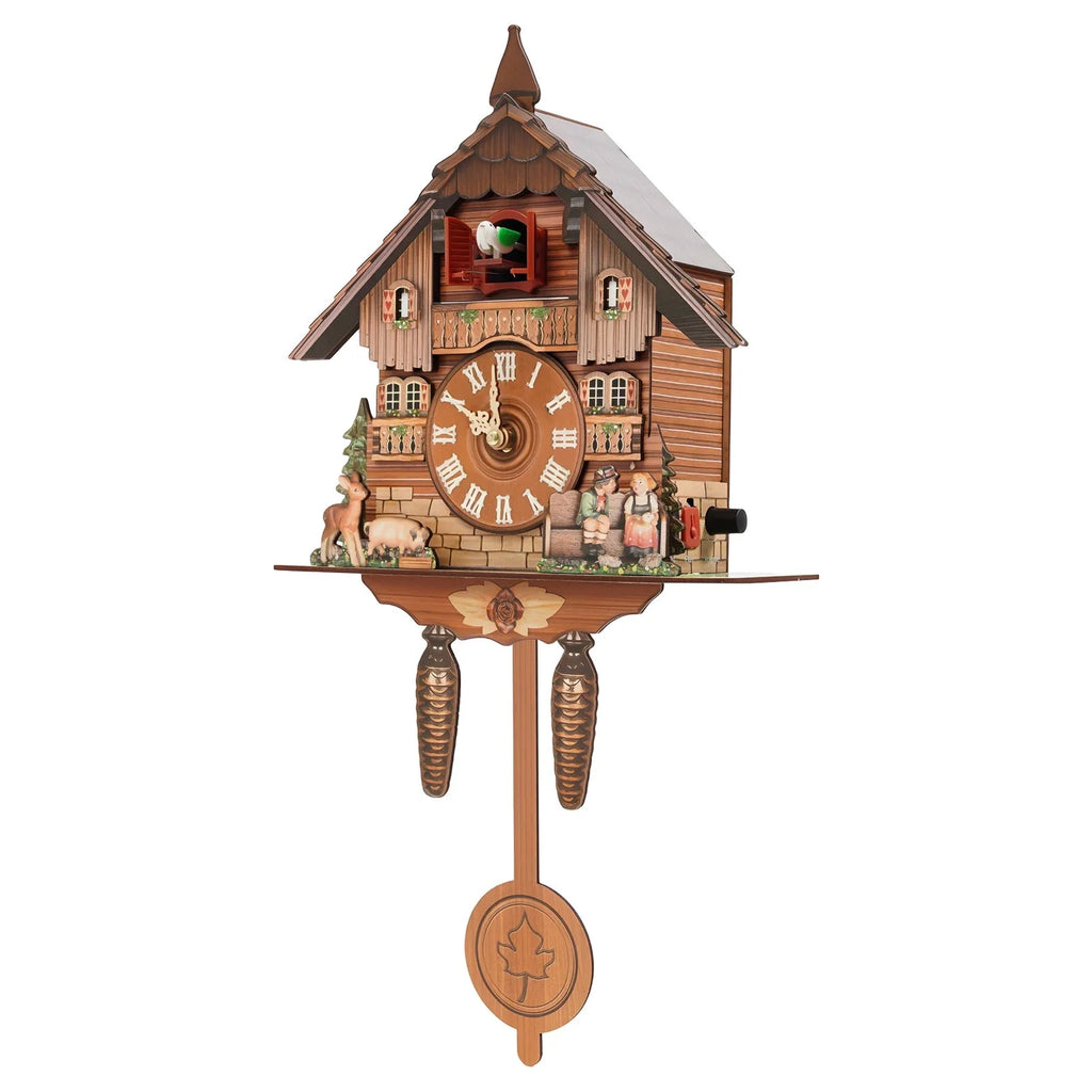 Nordic Style Designed Hanging Handmade Wood Cuckoo Clock w/ Chiming Bird 18"