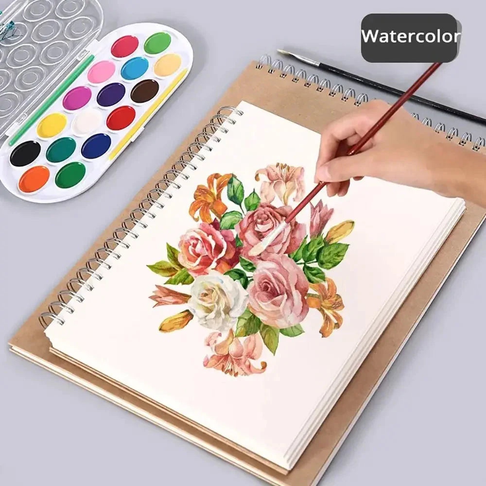 High Quality Kraft Paper Art Sketchbook A4/8K/16K/32K/A3 Flip-up Drawing Notepad 30Sheets/60Pages Spiral Notebook Art Supplies