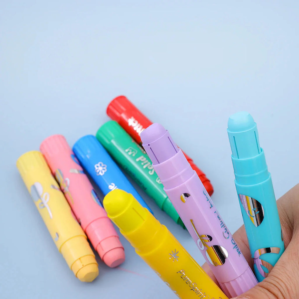 8/12 Colors Crafts Paint Sticks Color Solid Painting Stick Washable Paint Sticks Drawing Graffiti Art for Kids and Students