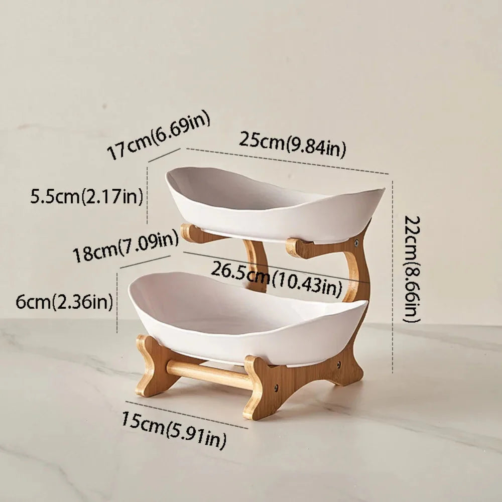 Snack Plates Plastic Material Fruit Plate Creative Design 2 Layer Candy Dish Modern Style Salad Bowl Snack Dish Living Room