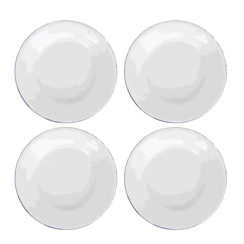 4 Pcs Serving Enamel Dish Set White Platters Enamelware Dishes Vegetarian Diet Dinner Plates