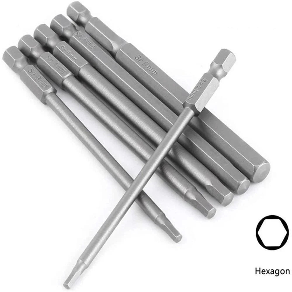 8pcs 100mm Hex Head Allen Wrench Drill Bits Set SAE Metric Allen Electric Hexagonal Bit Screwdriver Socket Bit Power Tool Parts