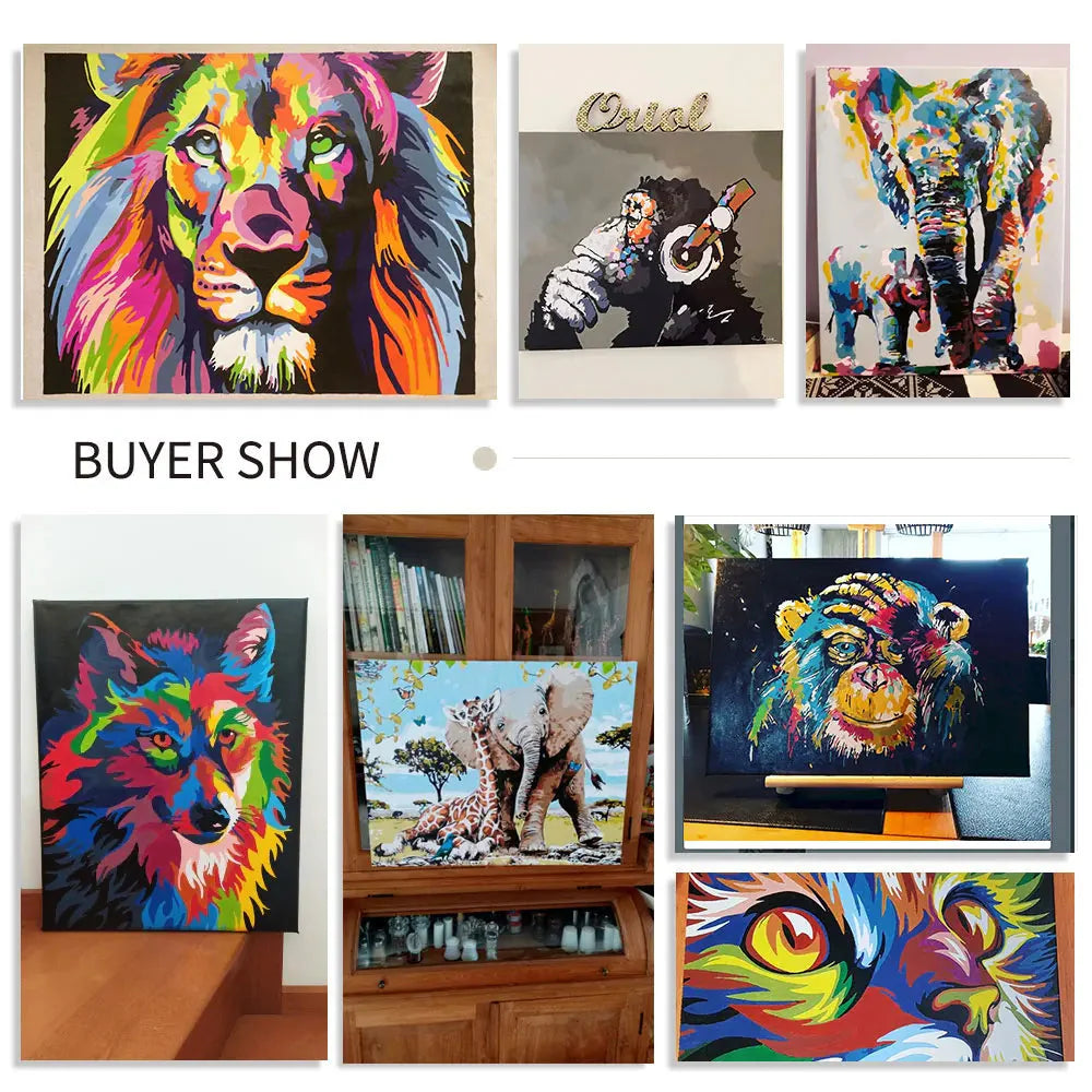 Diy Paint By Numbers For Adults Beginners Wolf Animals Acrylic Painting By Number Kits Home Decoration Framelessless