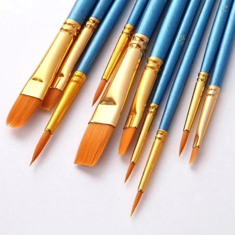 Arts Painting Set,10pcs Nylon Paint Brushes & 12 Colors Art Paint for Children Adults , Art Supplies