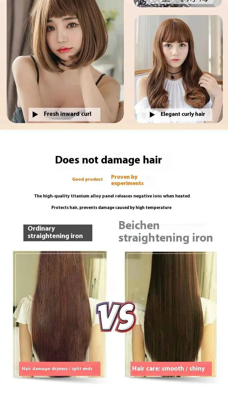 Dual Use Hair Straightener Curling Iron 4 Temperature Settings Portable Styling Tool for Straightening Curling Air Bangs