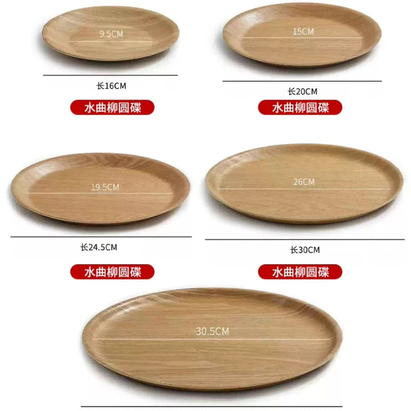 Handcrafted Round Solid Wood Dining Plate - Water Chestnut Wood Serving Tray for Breakfast, Coffee & Desserts