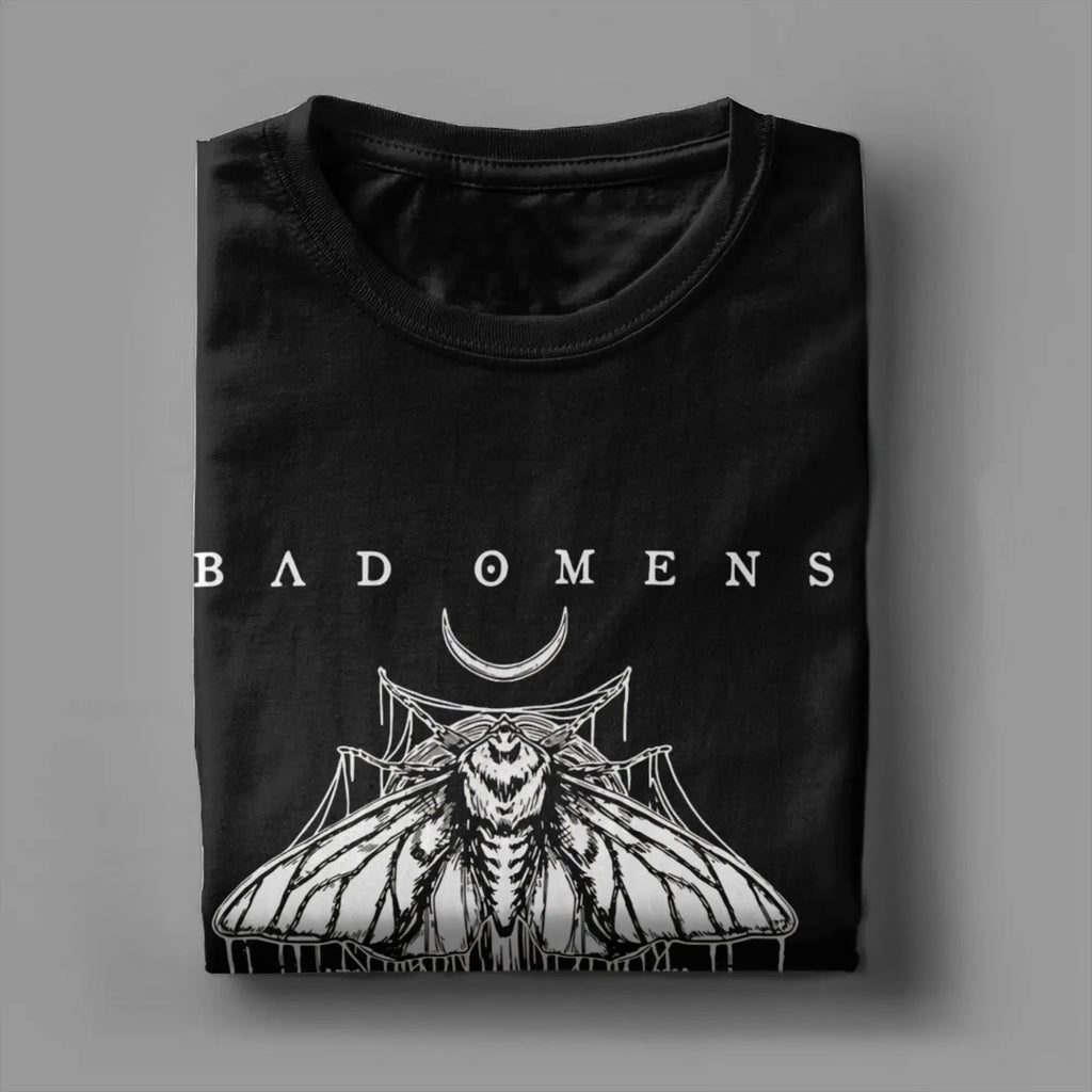 Men's T-Shirts Bad Omens Moth Casual 100% Cotton Tee Shirt Short Sleeve  T Shirt Round Collar Tops Big Size