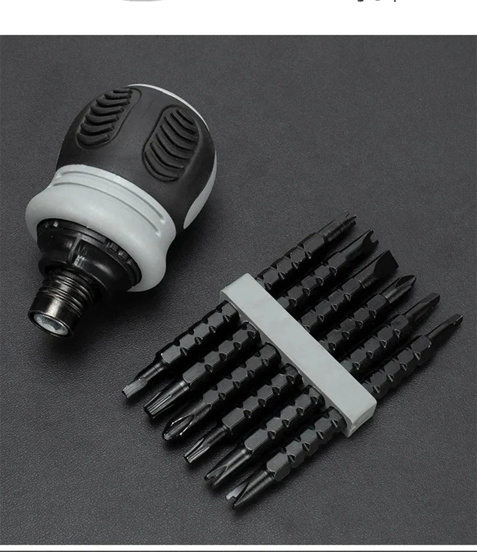Mini Ratchet Precision Screwdriver Magnetic 13 In 1 Telescopic Labor-Saving Hand Tool Phillips Slotted Dual-purpose Head