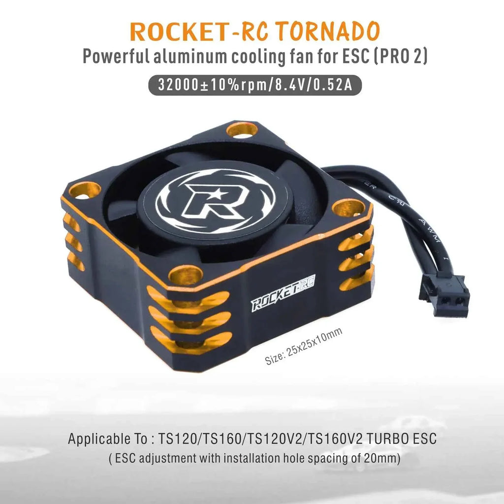 ROCKET-RC 25/30/35/40/50mm V2 Metal Cooling Fan 32000/28000/21000/16000/10000RPM for 1/8 1/10 1/12 RC Car 540/550/3650 Motor ESC