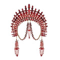 Exaggerated Rhinestone Tassel Crown Headpiece