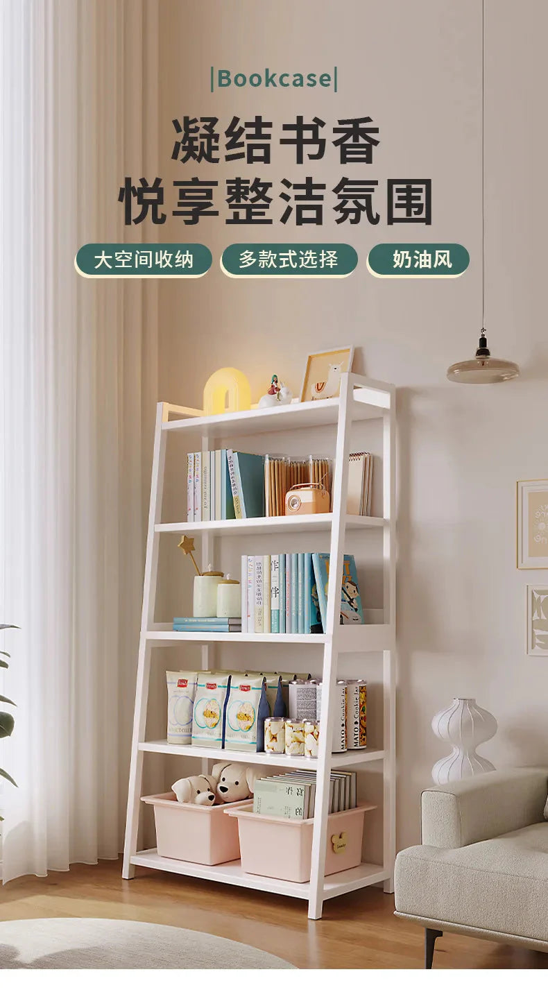 Household Multi-layer Wrought Iron Shelves Ins Wind Simple Floor Storage Display Cabinet Trapezoidal Shelf Bookshelf