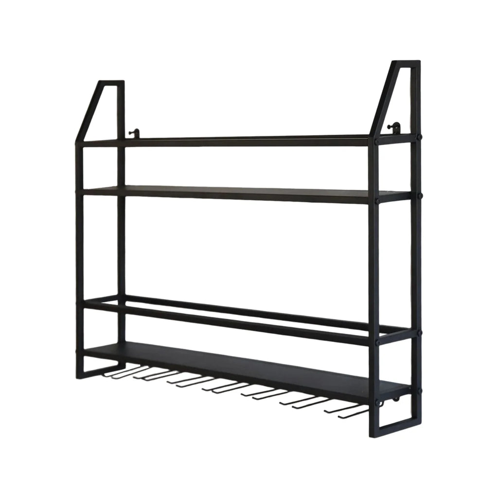 Wall Mounted Iron Wine Rack Bottle Champagne Glass Holder Shelves Bar Home Party Light and Strong Durable Unique Design Decor